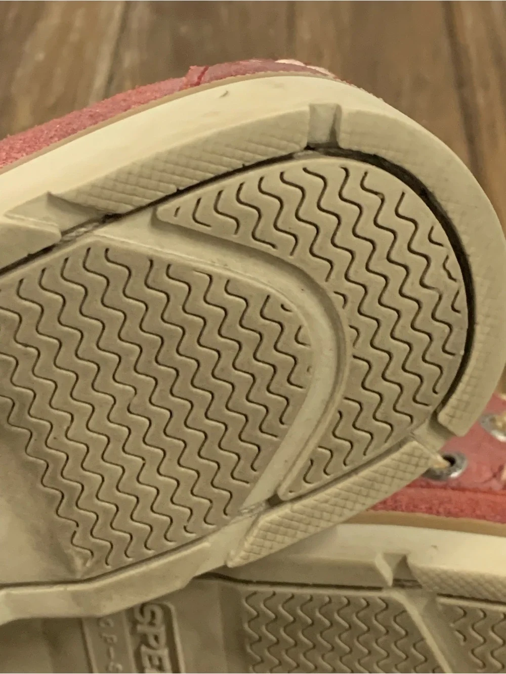 Sperry Distressed Red Leather Boat Shoes with Tan Laces